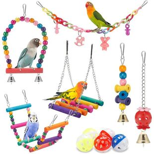 Bird Cage Toys for Parrots Wood Birds Swing Reliable Chewabl