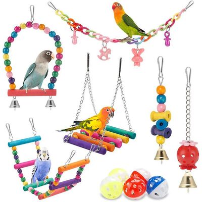 Bird Cage Toys for Parrots Wood Birds Swing Reliable Chewabl