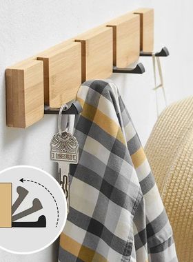 Foldable Bamboo Wall-mounted Clothes Hooks Door Hangers Hous