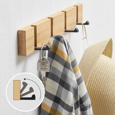 Foldable Bamboo Wall-mounted Clothes Hooks Door Hangers Hous