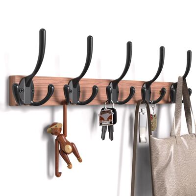 Wooden Coat Rack Wall Mount with 5 Hooks Home Decor Entryway