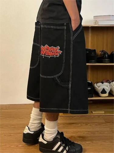 HOUZHOU Y2k Vintage Baggy Jeans Shorts Woman Streetwear Jort