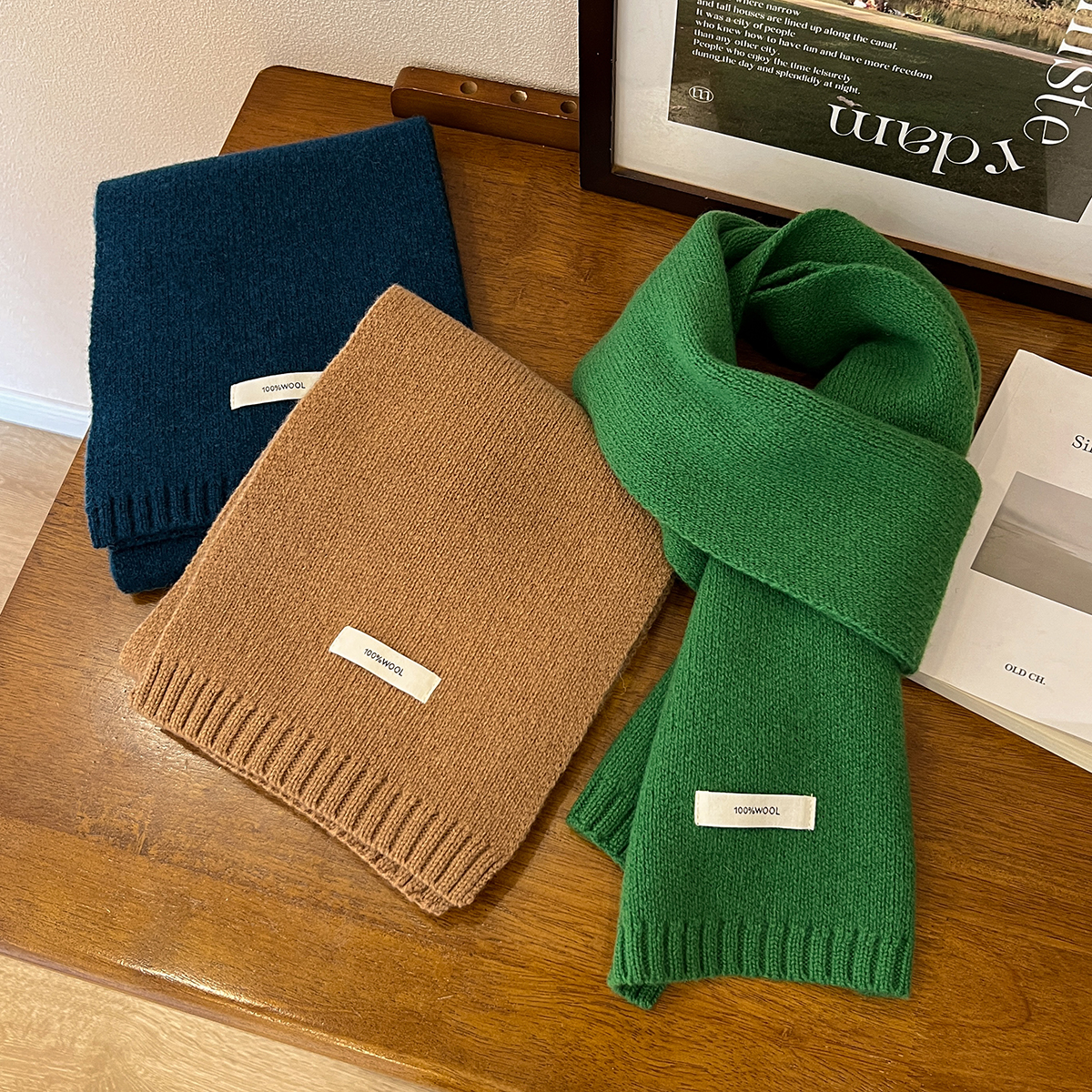 儿童围巾秋冬季女童围脖新款宝宝围脖男童纯色羊毛针织护颈围巾潮