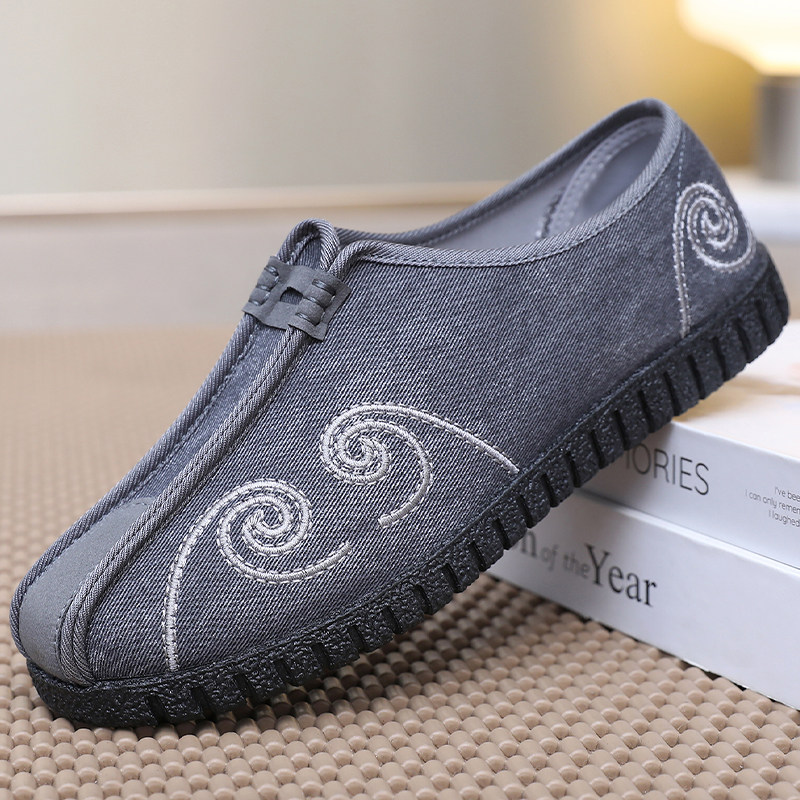 春夏款老北京布鞋男复古绣花汉服潮中国风一脚蹬舒适透气休闲单鞋