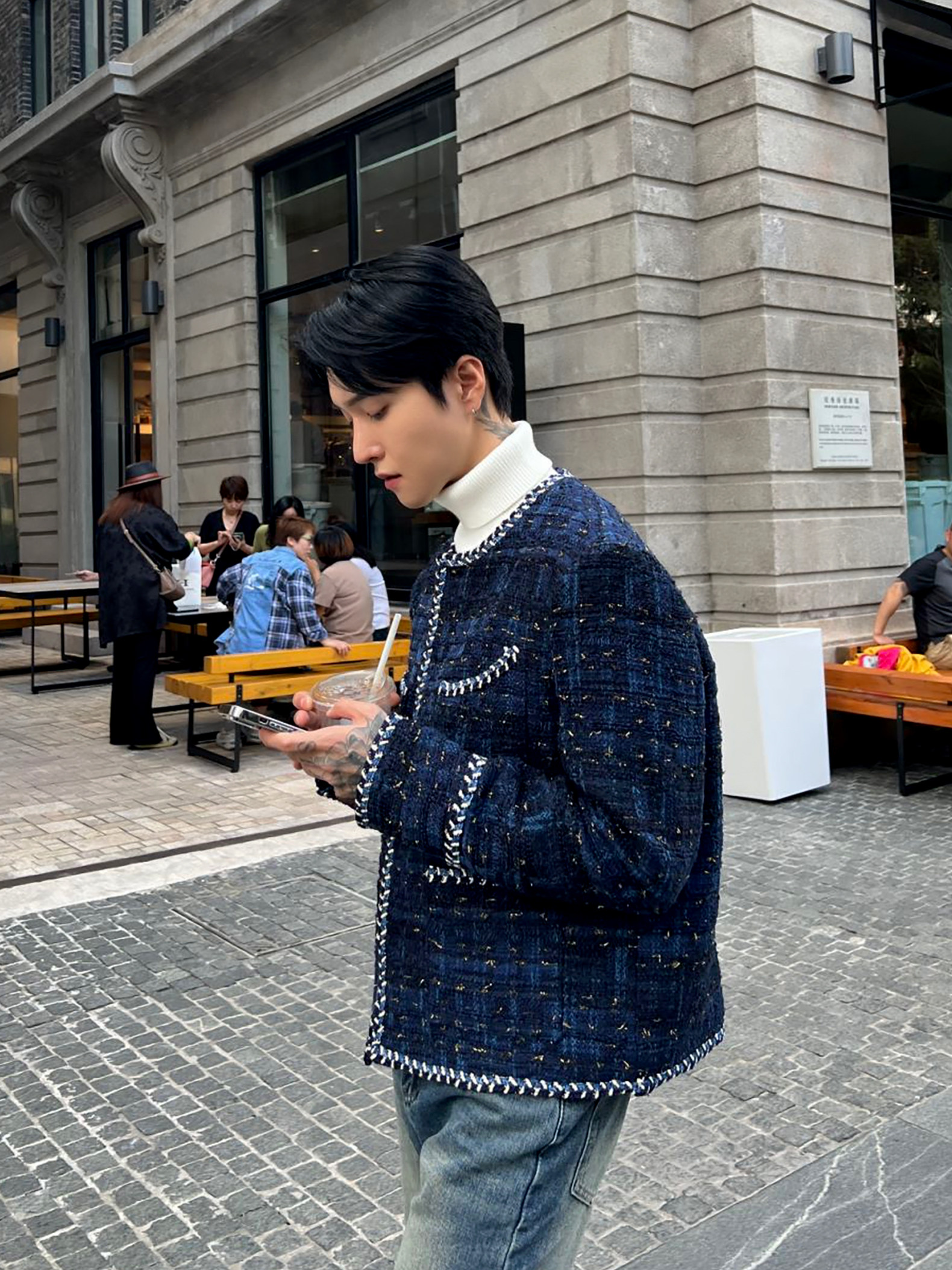 子上男装圆领秋冬宽松小香