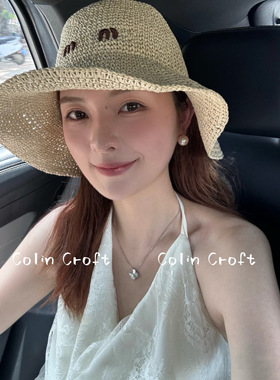 Colin Croft 26S新款渔夫帽 拉菲草编盆帽 海边度假防晒帽子 夏