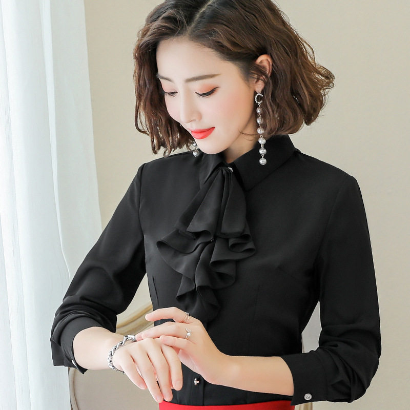 fashion Solid Chiffon shirt Long sleeve 2019 Autumn new pattern Korean Edition Self cultivation Occupation shirt Western style jacketin the Women's clothing/Boutique , Shirt  category - from Buy2taobao.com to provide professional Taobao agent buy service