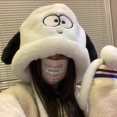 可爱卡通毛绒帽子女秋冬季雷锋帽