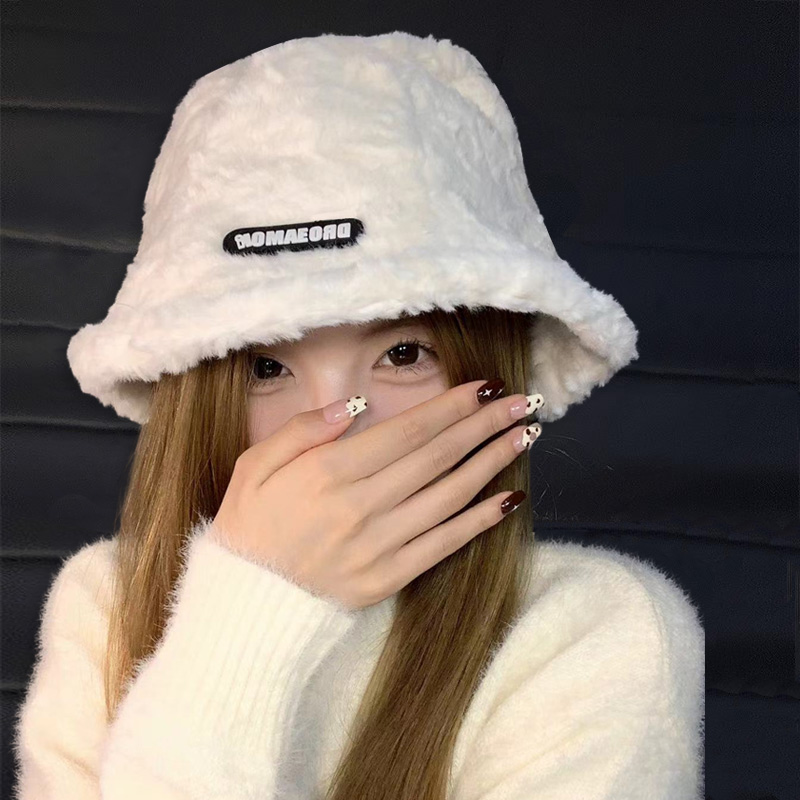 羊羔毛渔夫帽子女秋冬日系显脸小