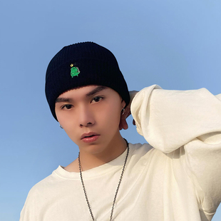 秋冬保暖针织瓜皮帽子男韩版痞子潮地主毛线帽圆顶恐龙包头水手帽