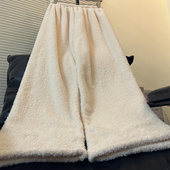 保暖懒人家居裤 加绒加厚仙女暖暖裤 女珊瑚绒秋冬季 高个子加长睡裤