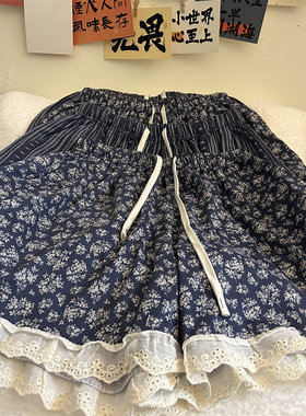 夏季女薄款花边宽松短睡裤