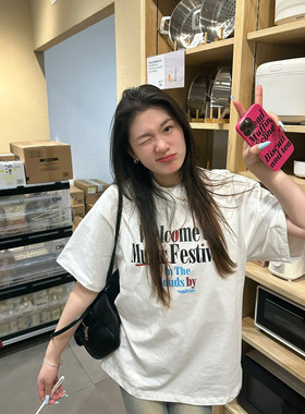 复古高街白色T恤女ins潮牌短袖2023年夏季宽松美式上衣设计感小众