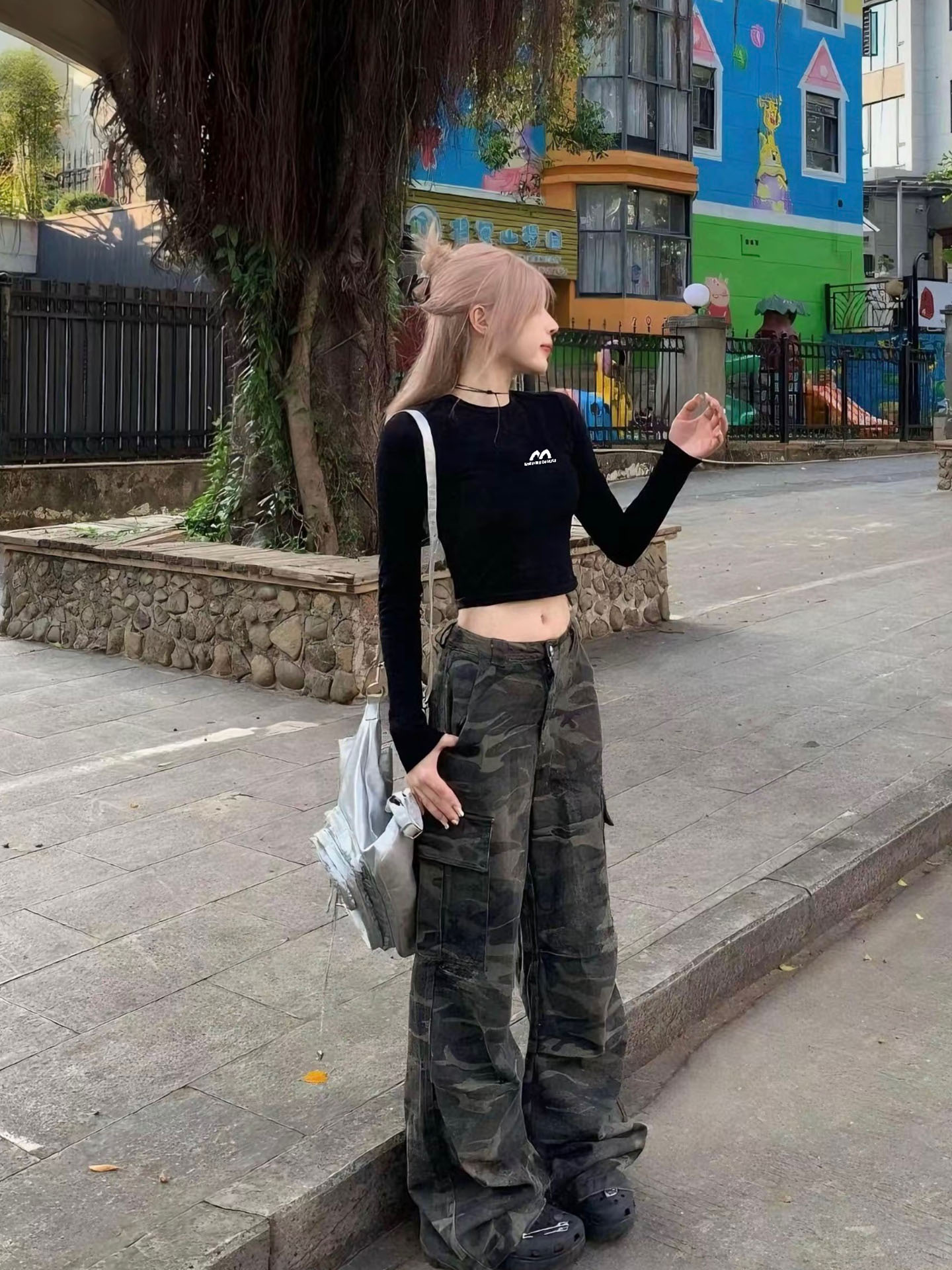 American retro Early Autumn Short Long sleeves T-Shirt Female K-style Stylish Niche style Sexy Slim Looking silm Autumn Tops