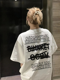 上衣 潮牌美式 白色t恤女ins潮纯棉半袖 宽松2023设计感小众夏季 短袖