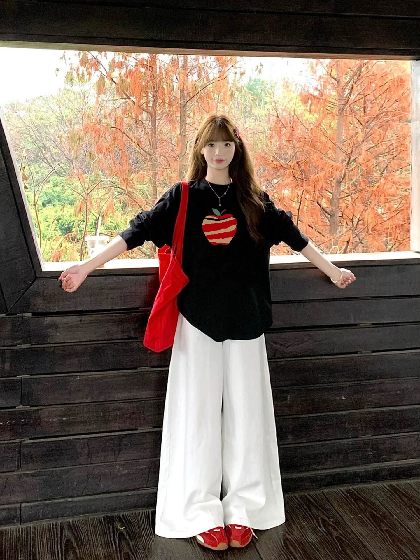 American Retro Pure Cotton Long-Sleeved T-Shirt for Women, Korean Style Loose and Lazy Style Design, Niche Autum Tops for Couples