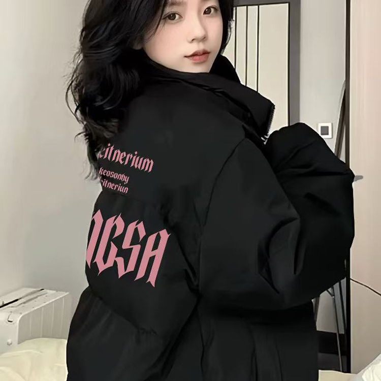 黑色棉服加厚短款外套女