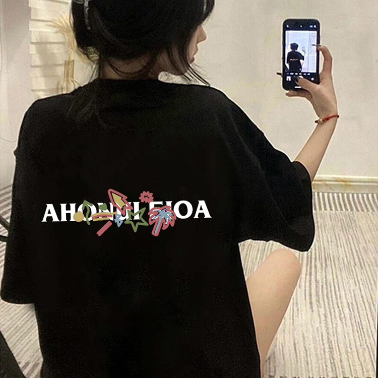 美式高街潮牌字母短袖t恤女夏季2025新款宽松设计感小众纯棉上衣