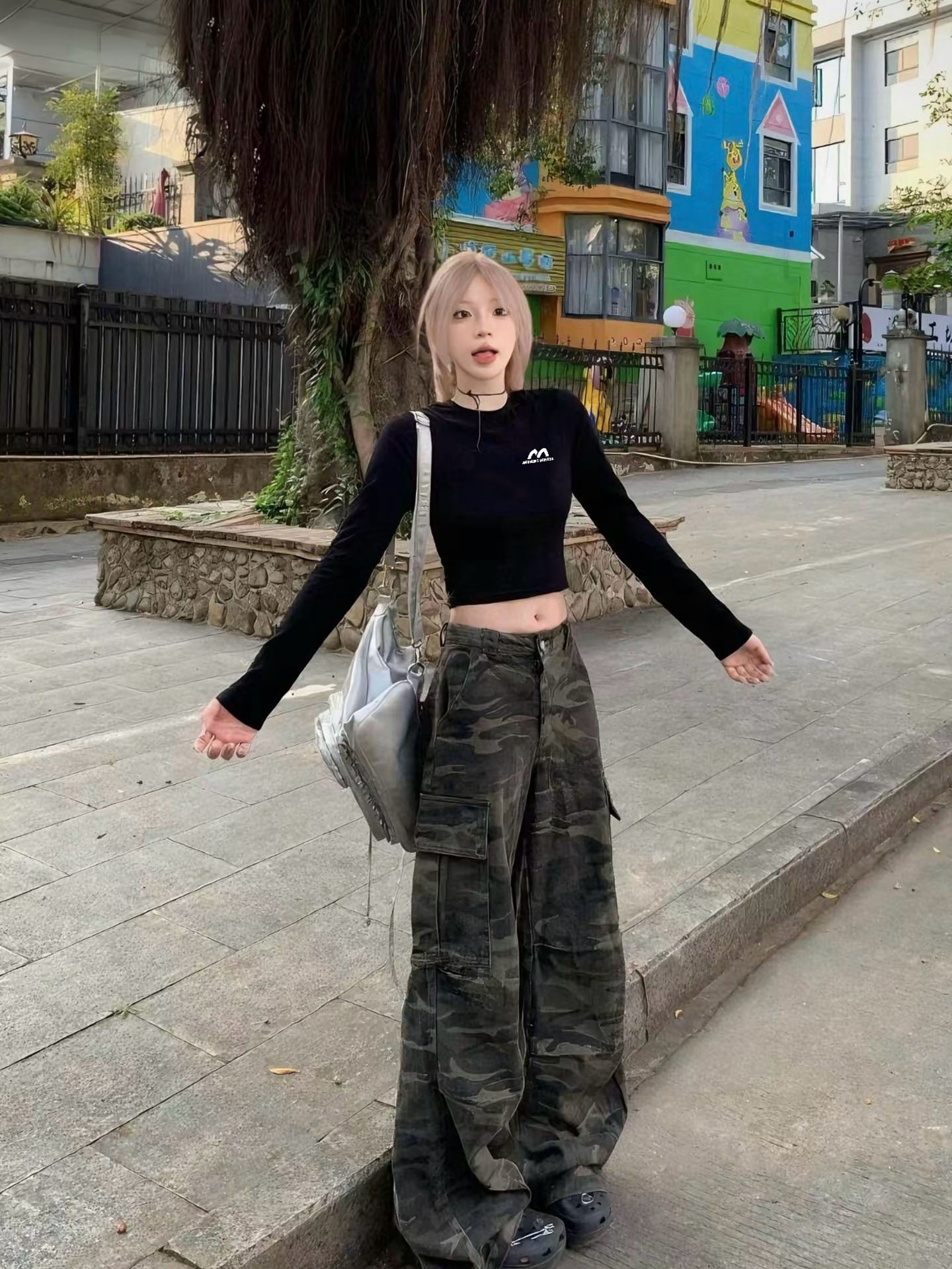 American retro Early Autumn Short Long sleeves T-Shirt Female K-style Stylish Niche style Sexy Slim Looking silm Autumn Tops