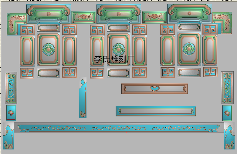 李氏雕刻厂精雕图蝙蝠大奔浮雕图洋花宝座灰度图雕刻图五福沙发2