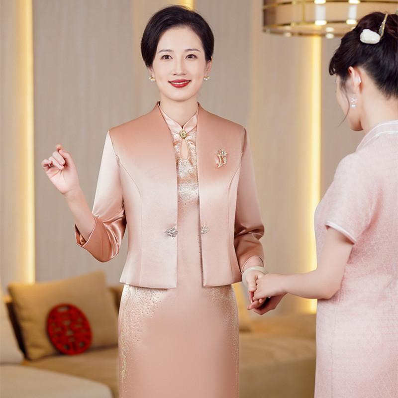 礼服新中式香槟色旗袍两件套高贵