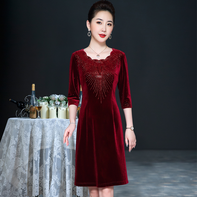 大码喜婆婆妈妈婚宴礼服连衣裙