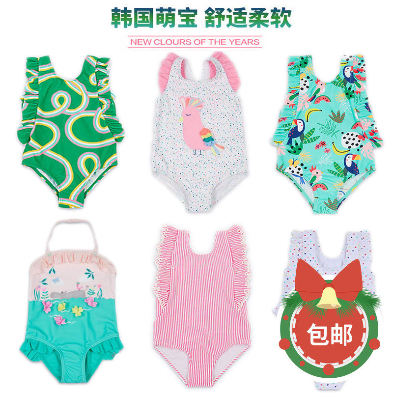 新品外贸出口婴儿女童连体泳衣女孩中大童可爱小公主韩国防晒速干