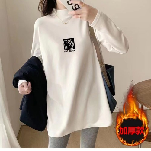 德绒半高领打底衫女秋冬宽松