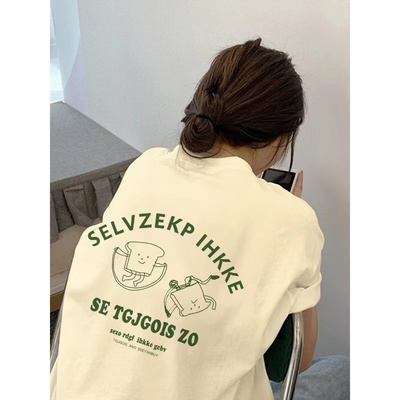 纯棉正肩短袖T恤女夏季设计感