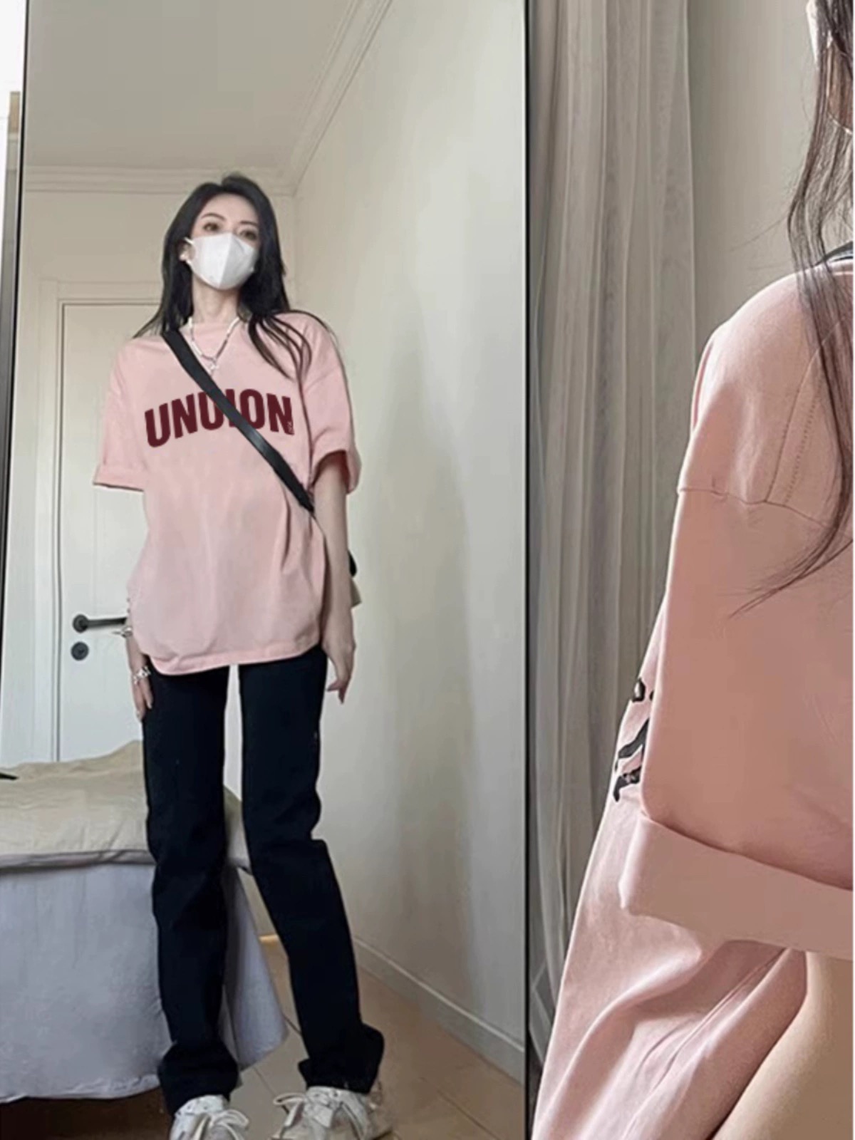 嫩粉色短袖t恤女2024新款