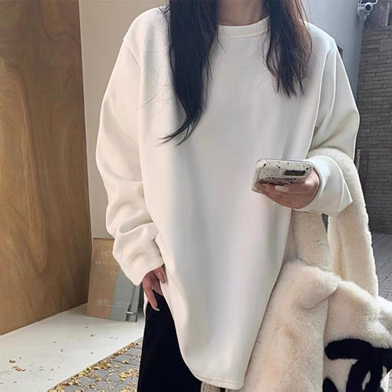 秋冬高级感白色打底衫女ins潮加绒加厚纯色保暖大码oversize上衣,女装/女士精品,T恤,淘宝优惠券,粉丝福利购,淘宝优惠卷