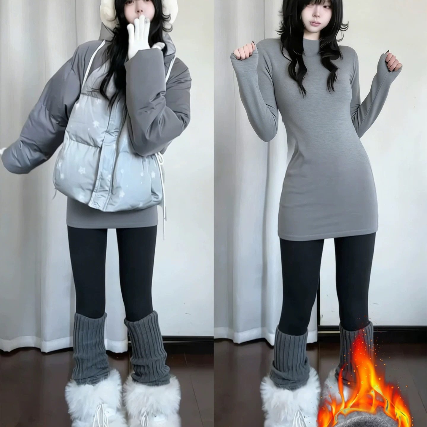 灰色半高领打底衫女中长款内搭秋冬季加绒加厚遮屁股包臀上衣加长,女装/女士精品,T恤,淘宝优惠券,粉丝福利购,淘宝优惠卷