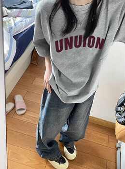 美式高街灰色短袖重磅纯棉T 美式高街灰色短袖重磅纯棉T