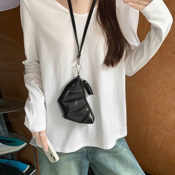 韩系chic白色u领打底衫长袖