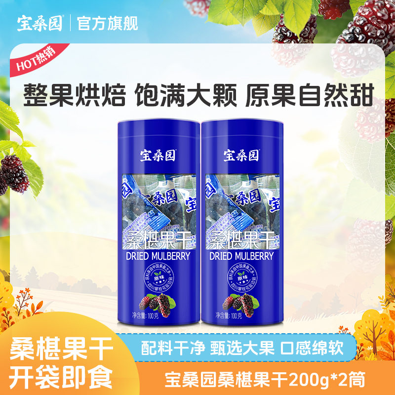 宝桑园桑葚干泡水 农科甄品黑桑椹果干即食桑仁100g*2筒