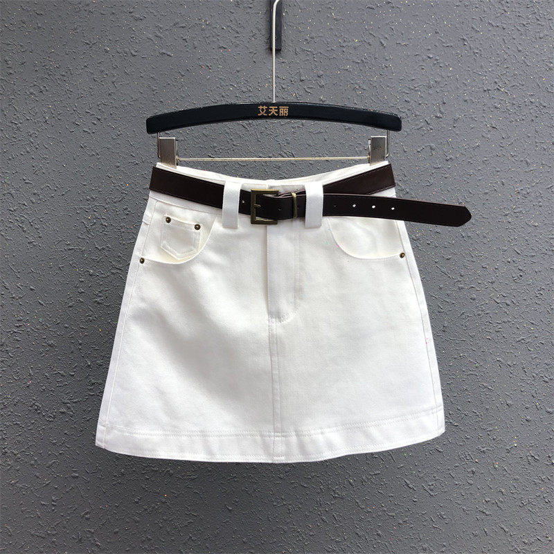 白色气质牛仔半身裙2026春夏新款韩版高腰显瘦防走光a字包臀短裙