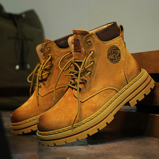 特大码男士马丁靴46加宽真皮休闲皮鞋47大号工装靴48软底高帮男鞋