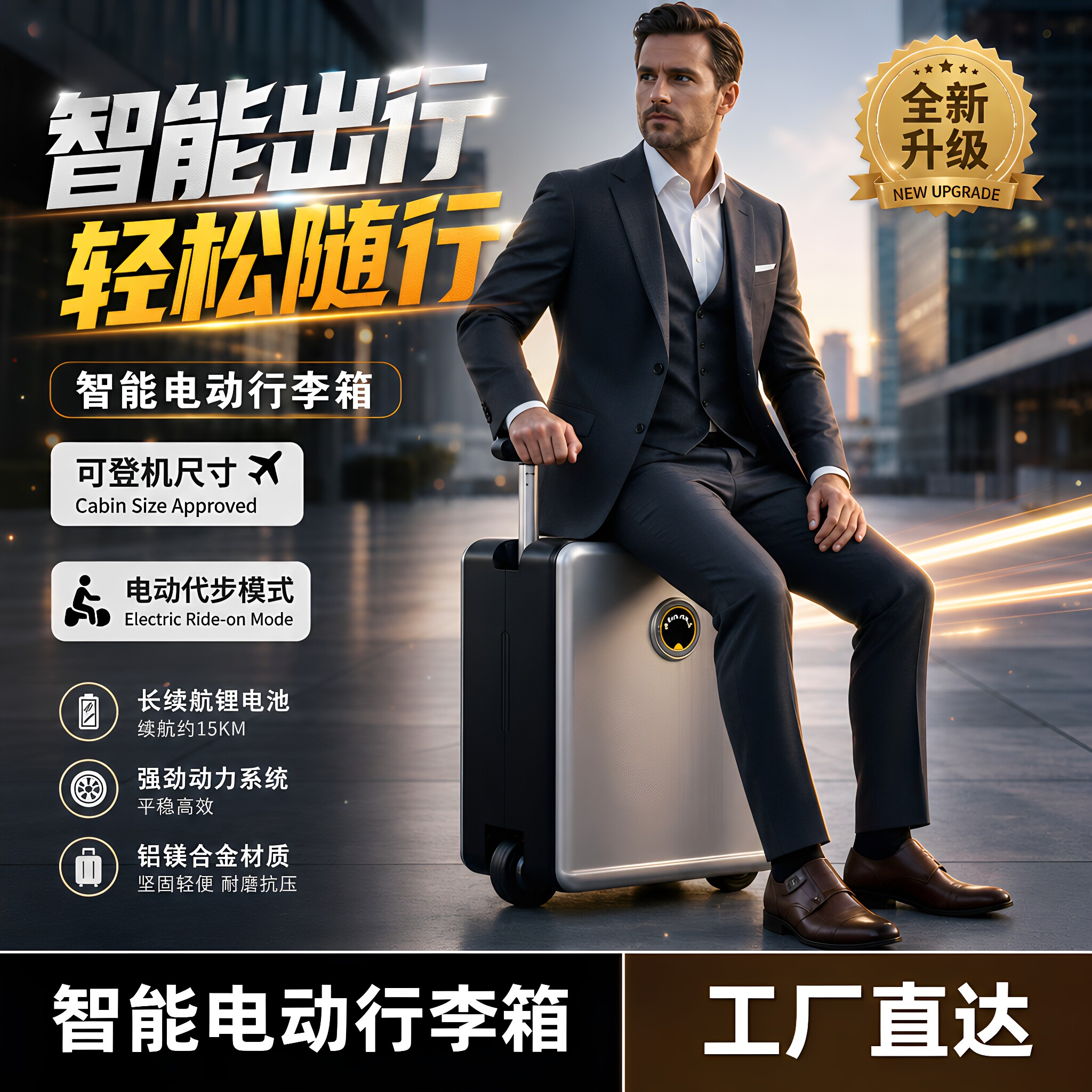 电动行李箱人骑行登机智能旅行箱2代电动式儿童可坐大可坐行李箱