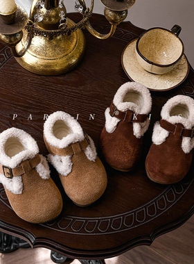 真皮英国NUBEKIDS童鞋女童棉鞋冬季新款宝宝复古时尚勃肯雪地棉靴