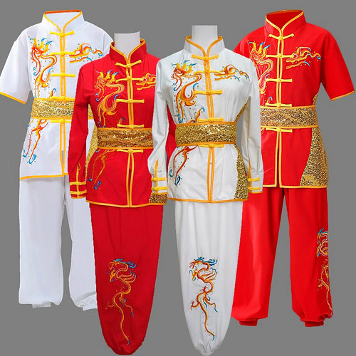 儿童武术服刺绣龙亮片竞赛表演服