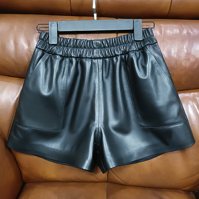 绵羊皮真皮短裤女2024年秋冬新款欧洲站高腰显瘦百搭阔腿皮裤垂感,女装/女士精品,休闲裤,淘宝优惠券,粉丝福利购,淘宝优惠卷