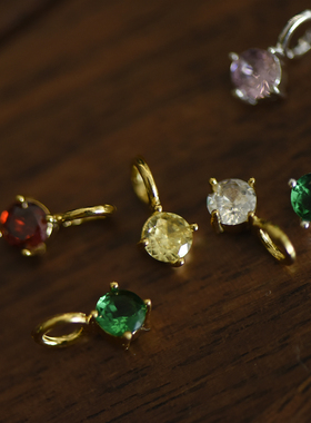 【DSz】大孔彩色锆石吊坠小钻项链挂件直接挂间隔钻diy手工饰品