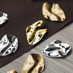 diy手工饰品配件ooak 黄铜波浪水滴挂件吊牌设计几何风格 DSz