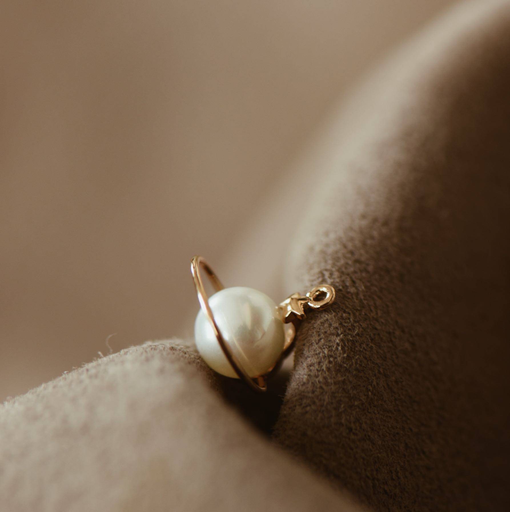 【dsz】精工金色土星环珍珠托挂件星星光环diy手工饰品配件吊坠