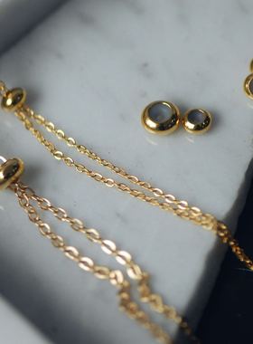 【DSz】金银保色硅胶调节珠项链手链滑动调节定位diy手工饰品配件