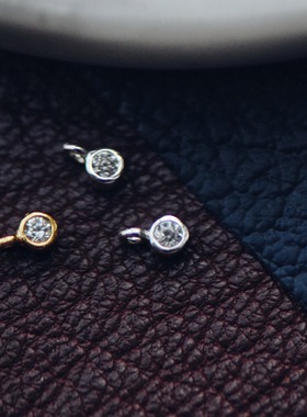 【DSz】金色银色迷你锆石连接配件双孔单孔包镶小钻挂件diy手工