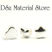 DSz材料店 豆子 925纯银 大孔造型珠 爱心 五角星 diy手工B6d