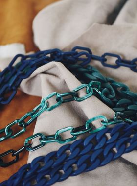 【DSz】蓝绿色系亚克力链子包包改造链手链耳环diy装饰配件可拆卸