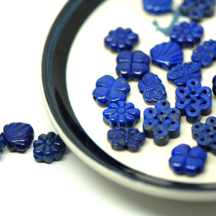 【DSz】天然石青金石雕刻件蝴蝶中国结南瓜珠隔珠diy手工饰品配件