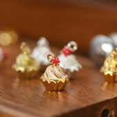 DSz 下午茶系列草莓奶油纸杯蛋糕纯铜挂件吊坠diy手工饰品配件